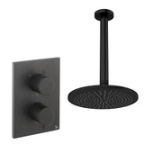 UK Bathroom Store Concealed Shower Set Matt Black / Ceiling Arm / 300mm Crosswater Crossbox Shower Set 1 - 1 Outlet with Fixed Overhead Shower