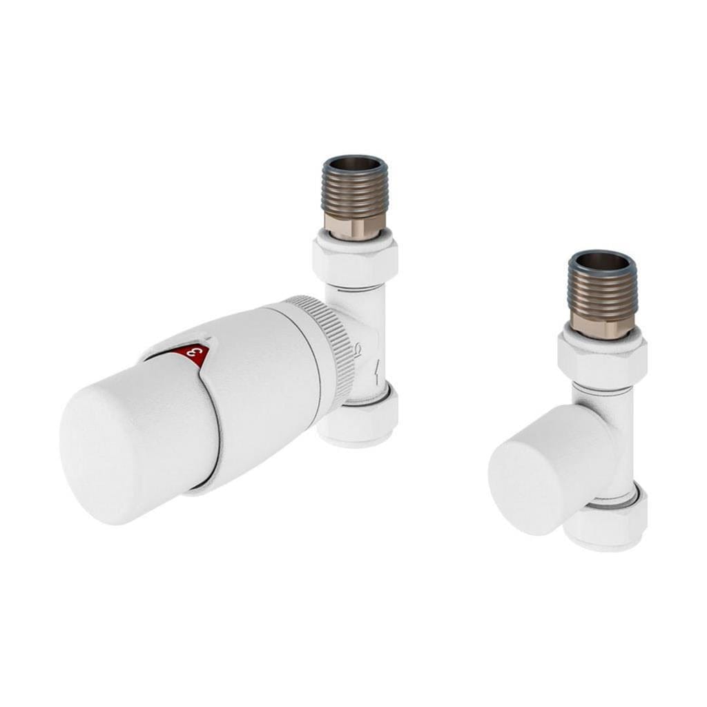 Eastbrook Radiator Valve Matt White Eastbrook Darlington Straight Thermostatic Radiator Valve with Lockshield (Pair)