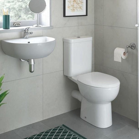Aquarius Close Coupled Toilet Aquarius Willow Open Back Short Projection Close Coupled Toilet with Soft Close Seat