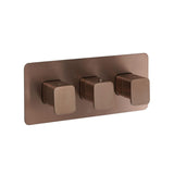 JTP Concealed Shower Valve Brushed Bronze JTP HIX 2 Outlet, 3 Handle Horizontal Thermostatic Concealed Shower Valve