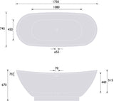 Heritage Modern Freestanding Bath Heritage Edvin Double Ended Acrylic Freestanding Bath - 1750mm x 745mm - White