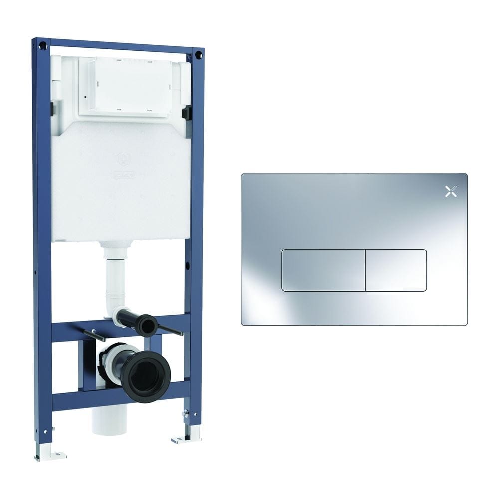 Crosswater Wall Hung WC Frame MPRO Plate in Chrome Crosswater 1.12m Dual Flush WC Support Frame Set with Flush Plate