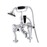 JTP Bath Shower Mixer Chrome with Black JTP Grosvenor Cross Deck Mounted Bath Shower Mixer with Kit