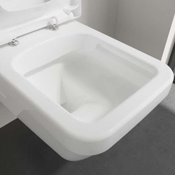Villeroy & Boch Wall Hung Toilet Villeroy & Boch Architectura Square Wall Hung Rimless DirectFlush Toilet with Soft Close Seat