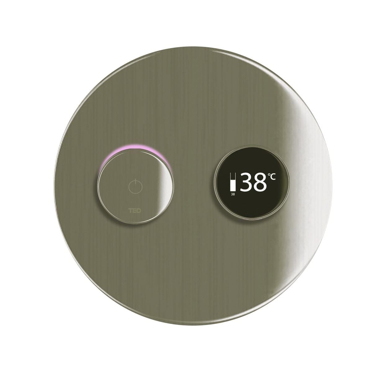 TED Concealed Shower Valve Brushed Nickel TED Togo 2/3 Outlet Digital Shower Valve with Large Round Plate