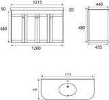 Eastbrook Wall Mounted Vanity Unit Eastbrook Hardwick Traditional 1200mm Wall Hung Vanity Unit with Double Basin