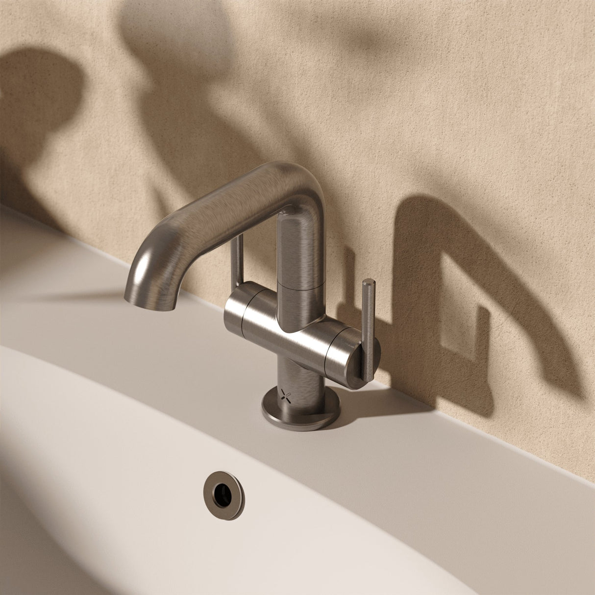 Crosswater Mono Basin Tap Stainless Steel Crosswater 3ONE6 Lever 2 Handle Basin Mixer Tap with Swivel Spout