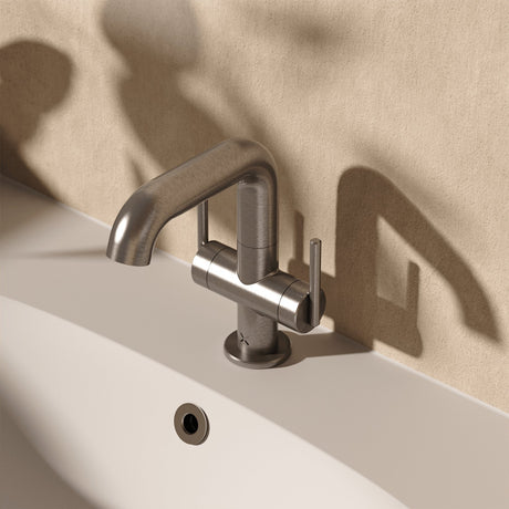 Crosswater Mono Basin Tap Stainless Steel Crosswater 3ONE6 Lever 2 Handle Basin Mixer Tap with Swivel Spout