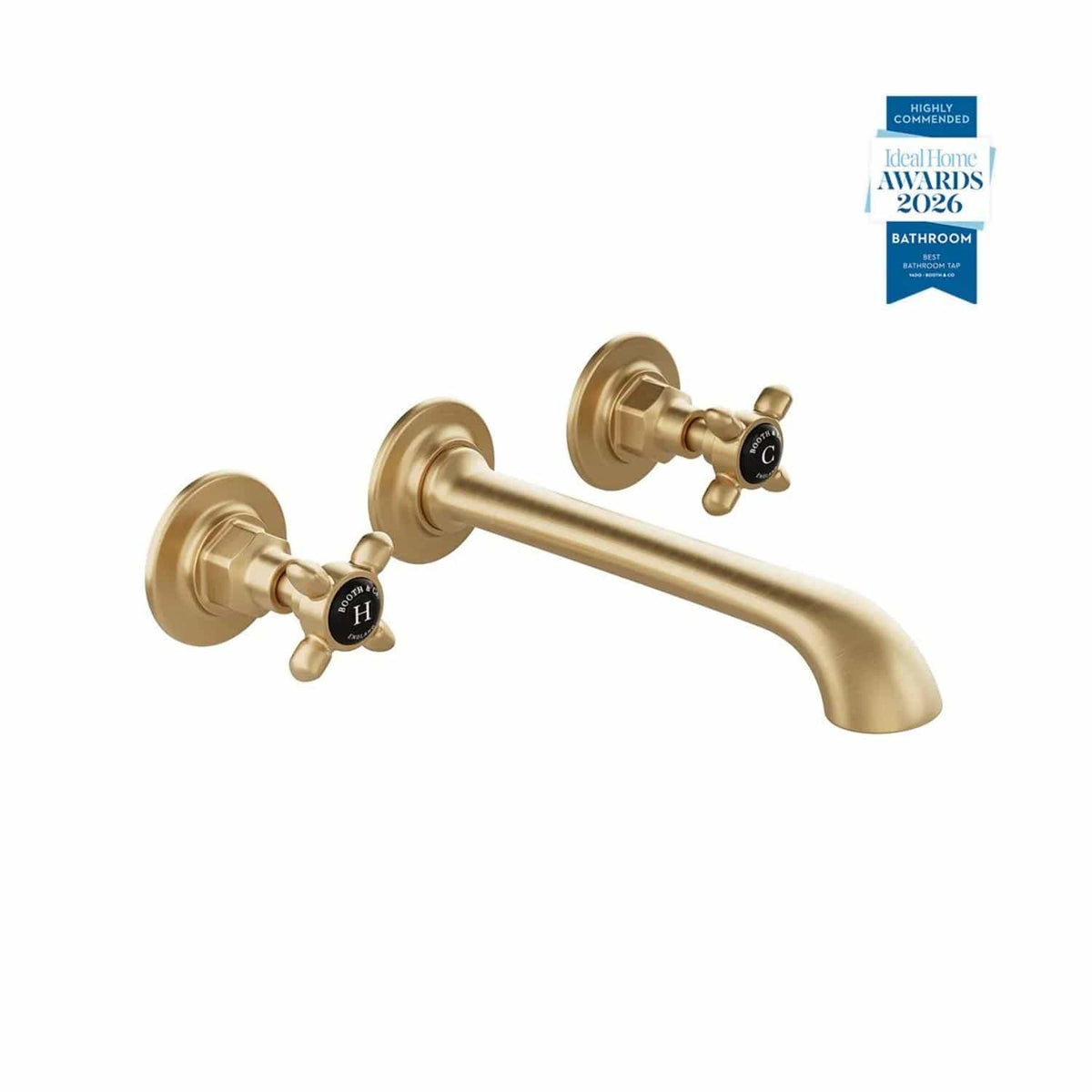 Vado Wall Mounted Basin Tap Booth & Co. Axbridge Wall Mounted Basin Mixer Tap with Crosshead Handles