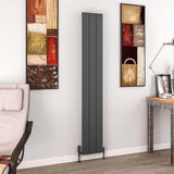 Eastbrook Panel Radiator 1800 x 280 / Dual Fuel Eastbrook Charlton Vertical Aluminium Designer Radiator in Matt Anthracite