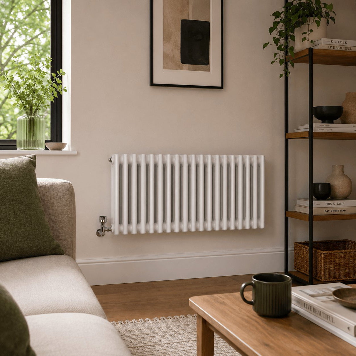 Aquarius Bathrooms Column Radiator 500mm x 965mm Aquarius Foundry Horizontal 3 Column Radiator in White