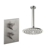 UK Bathroom Store Concealed Shower Set Brushed Nickel / Ceiling Arm / 200mm Crosswater Crossbox Shower Set 1 - 1 Outlet with Fixed Overhead Shower