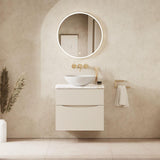 Crosswater Wall Mounted Vanity Unit 600mm / Warm Stone / Gold Vein Estatuario Crosswater Glide II Wall Mounted Two Drawer Vanity Unit with Worktop