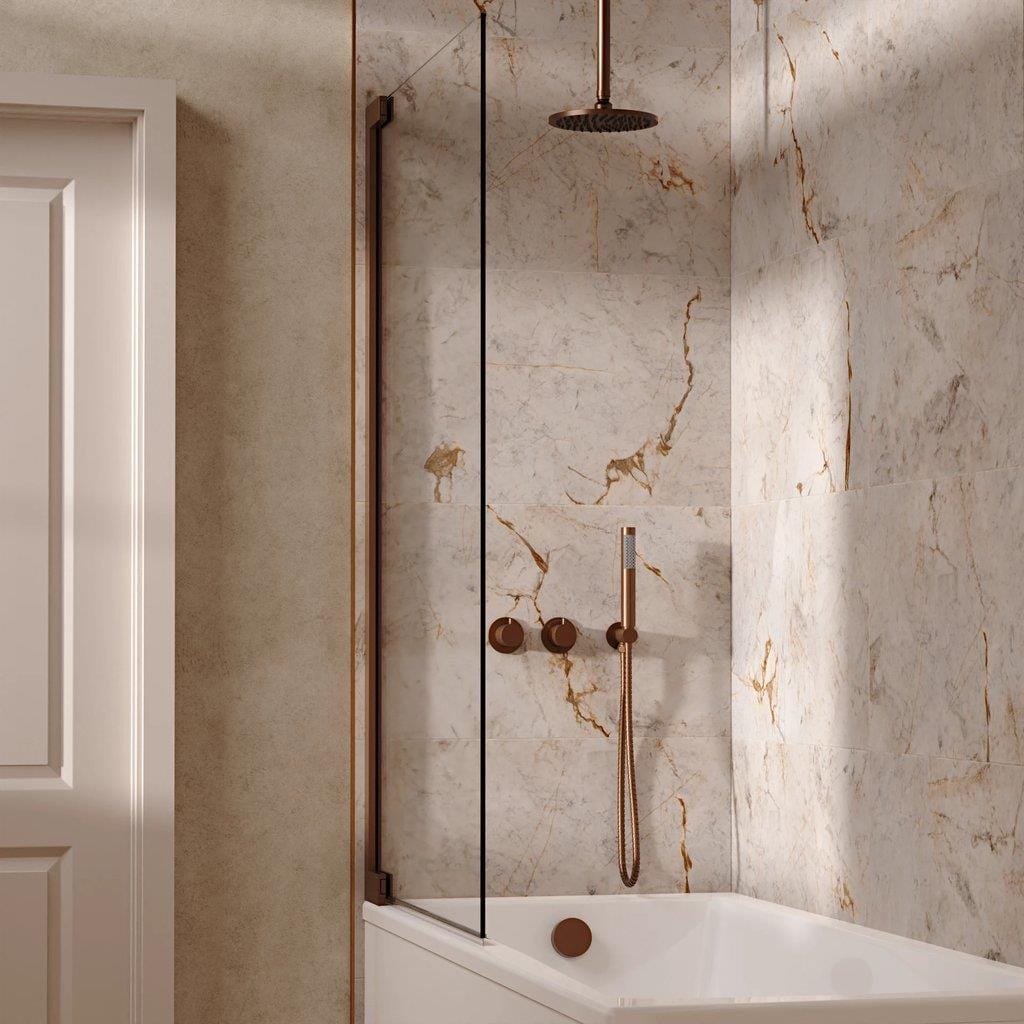 UK Bathroom Store Concealed Shower Set Brushed Bronze / Ceiling Arm / 200mm Crosswater Module Shower Set 6 - 3 Outlet with Overhead Shower, Handset and Overflow Bath Filler