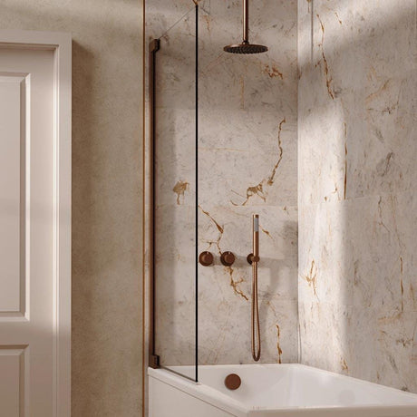 UK Bathroom Store Concealed Shower Set Brushed Bronze / Ceiling Arm / 200mm Crosswater Module Shower Set 6 - 3 Outlet with Overhead Shower, Handset and Overflow Bath Filler