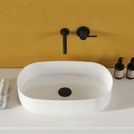 Saneux Wall Mounted Basin Tap Saneux Cos Wall Mounted 2 Hole Basin Mixer Tap in Matte Black