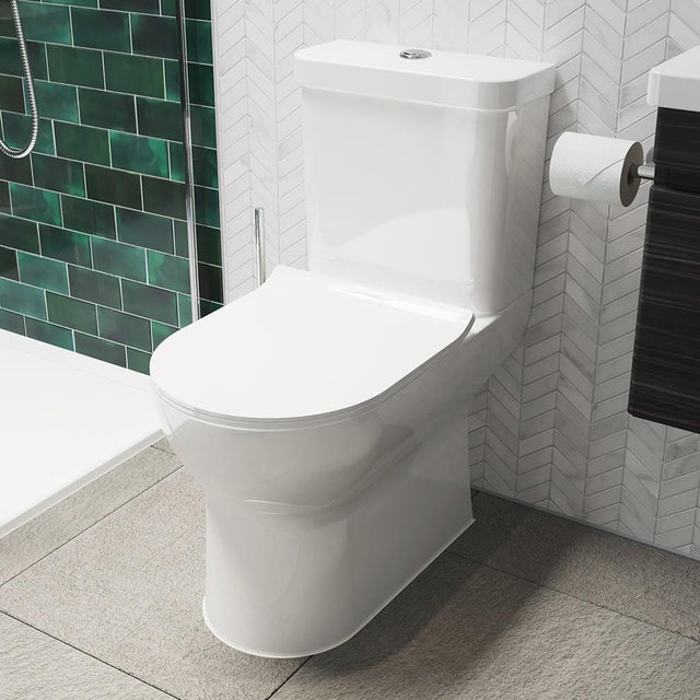 Saneux Close Coupled Toilet Saneux Air Open Back Close Coupled Rimless Toilet with Soft Close Seat