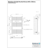 Eastbrook Ladder Rail Eastbrook Wendover Straight Heated Towel Rail in Brushed Gunmetal