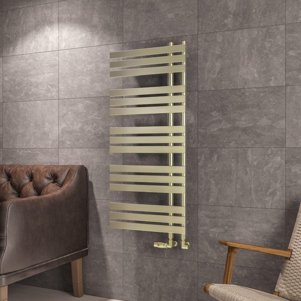 Eastbrook Designer Towel Radiator Eastbrook Leonardo Straight Vertical Heated Towel Rail in Brushed Brass