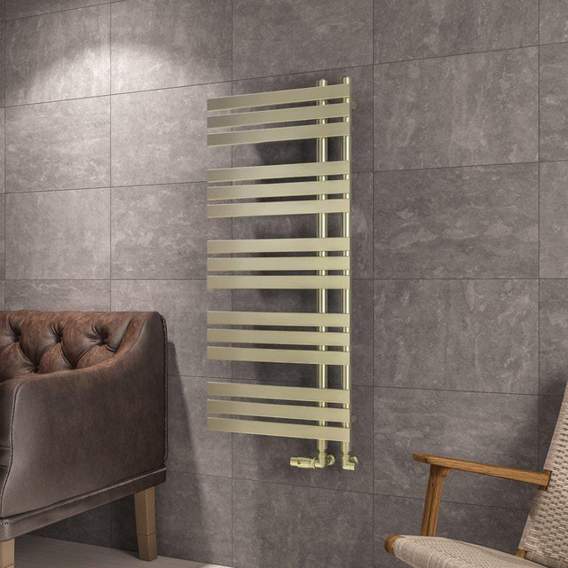 Eastbrook Designer Towel Radiator Eastbrook Leonardo Straight Vertical Heated Towel Rail in Brushed Brass