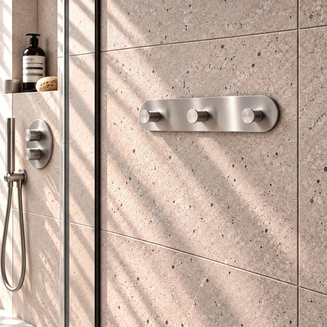 Smedbo Robe Hook Brushed Stainless Steel Smedbo Dot Self-Adhesive Triple Robe Hook