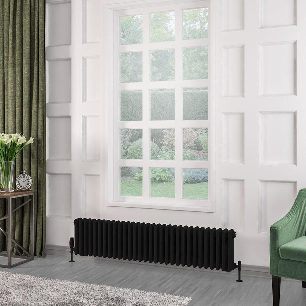 Eastbrook Rivassa Traditional 3 Column Radiator in Matt Black