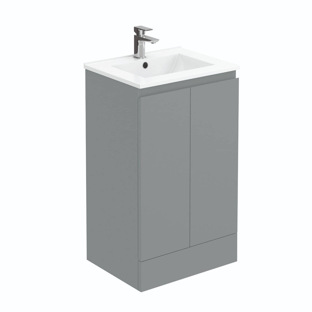 Aquarius Bathrooms Floor Standing Vanity Unit 500mm Aquarius Halite Waterproof Floor Standing Vanity Unit in Matt Grey with 1 Tap Hole Basin