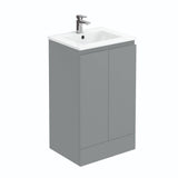 Aquarius Bathrooms Floor Standing Vanity Unit 500mm Aquarius Halite Waterproof Floor Standing Vanity Unit in Matt Grey with 1 Tap Hole Basin