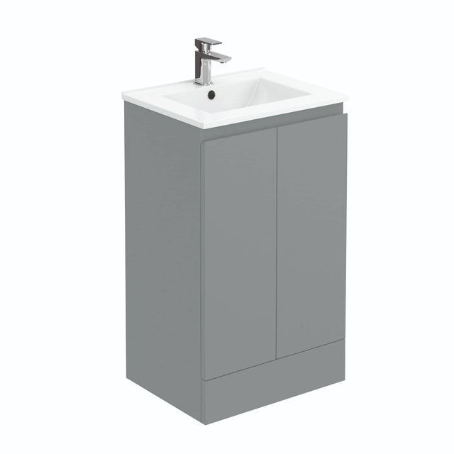 Aquarius Bathrooms Floor Standing Vanity Unit 500mm Aquarius Halite Waterproof Floor Standing Vanity Unit in Matt Grey with 1 Tap Hole Basin