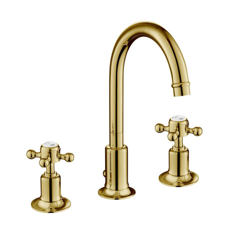 JTP 3 Tap Hole Basin Set JTP Grosvenor Cross 3 Hole Basin Mixer Tap with Swivel Spout and Pop Up Waste