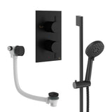 Crosswater Concealed Shower Set Matt Black Crosswater Design 2 Handle 2 Outlet Shower Set 6 with Slide Rail Kit and Overflow Bath Filler