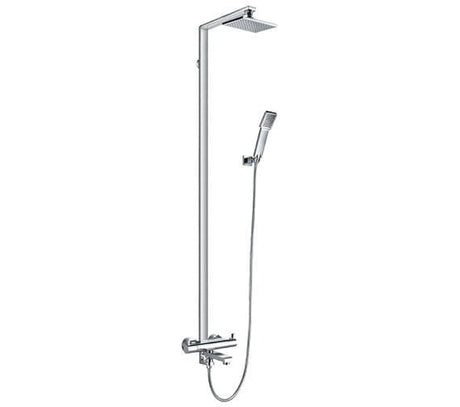 Flova Concealed Shower Set Flova Essence Thermostatic Exposed Thermostatic Shower Valve with Riser, Rainshower Head, Handset and Bath Spout