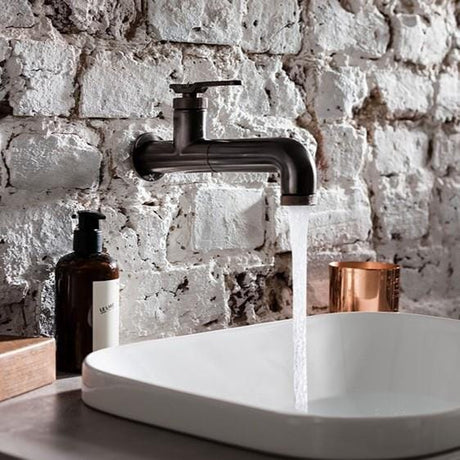 Crosswater Wall Mounted Basin Tap Crosswater Union Single Hole Wall Mounted Basin Mixer Tap in Matt Black