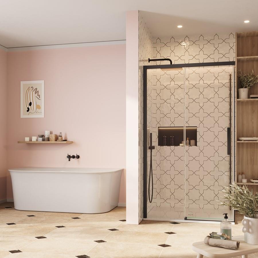 Crosswater Sliding Shower Door Matt Black / 800 x 2000 Crosswater Asura 8mm Sliding Shower Door Side Panel