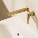 Crosswater Wall Mounted Basin Tap Brushed Brass Crosswater Foile 2 Hole Wall Mounted Basin Mixer Tap