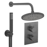 UK Bathroom Store Concealed Shower Set Slate / Wall Arm / 300mm Crosswater Crossbox Shower Set 3 - 2 Outlet with Pencil Handset and Fixed Overhead Shower
