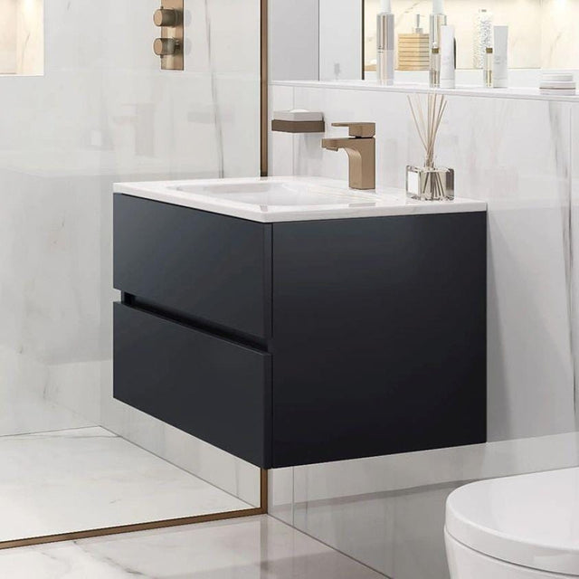 Villeroy & Boch Wall Mounted Vanity Unit Satin Grey Villeroy & Boch Arto Wall Mounted 600mm Two Drawer Vanity Unit with Basin