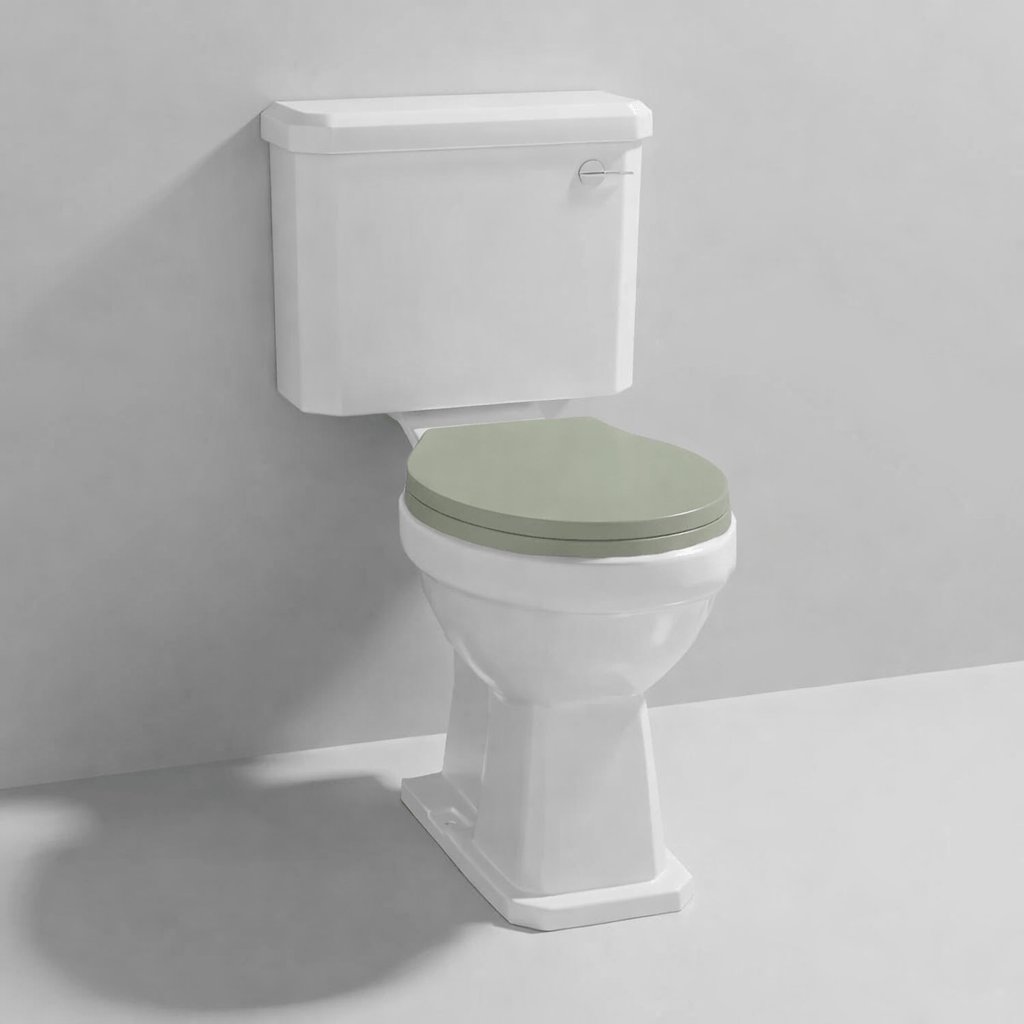 Aquarius Bathrooms Close Coupled Toilet Green Wooden Aquarius Harewood Traditional Close Coupled Toilet with Soft Close Seat