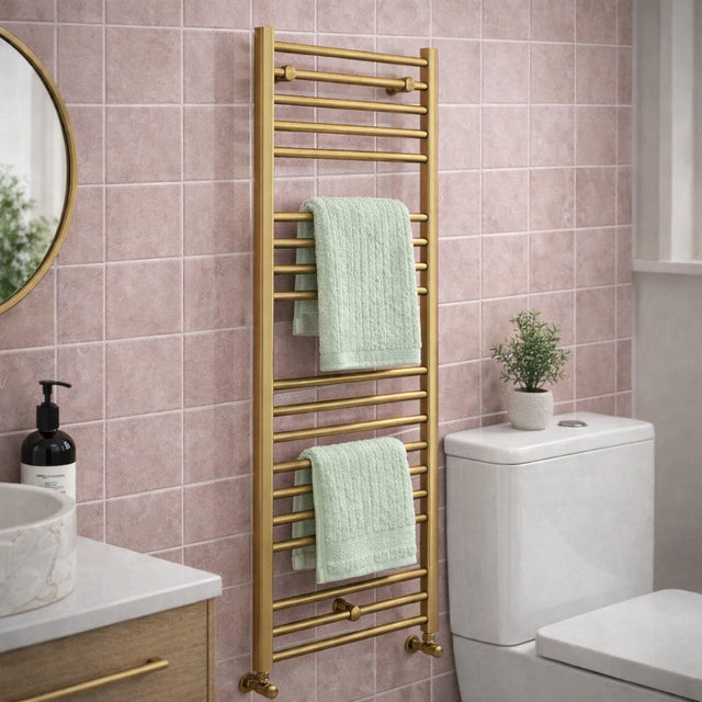 Aquarius Ladder Rail 1200 x 500mm Aquarius Zanelli Towel Radiator in Brushed Bronze