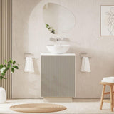 Crosswater Floor Standing Vanity Unit Warm Stone / Carrara Marble Effect Crosswater Limit 600mm Floorstanding Vanity Unit with Worktop