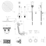 UK Bathroom Store Concealed Shower Set Crosswater Module Shower Set 7 - 3 Outlet with Riser Rail Kit, Overhead Shower and Overflow Bath Filler