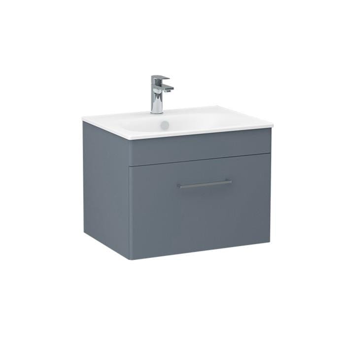 Imex Wall Mounted Vanity Unit Steel Blue / Black Imex Croma Wall Mounted Single Drawer 600mm Vanity Unit with 1 Tap Hole Basin