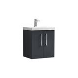 Aquarius Wall Mounted Vanity Unit Aquarius Brisbane 500mm Wall Hung 2 Door Vanity Unit with 1 Tap Hole Mid Edge Basin