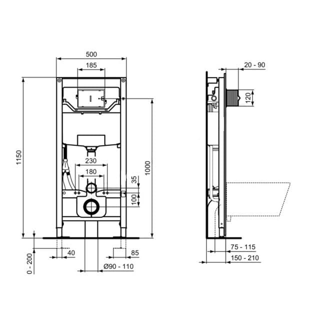Ideal Standard Concealed Cistern Ideal Standard ProSys 1150mm Concealed Cistern for I.Life.E Smart Toilet