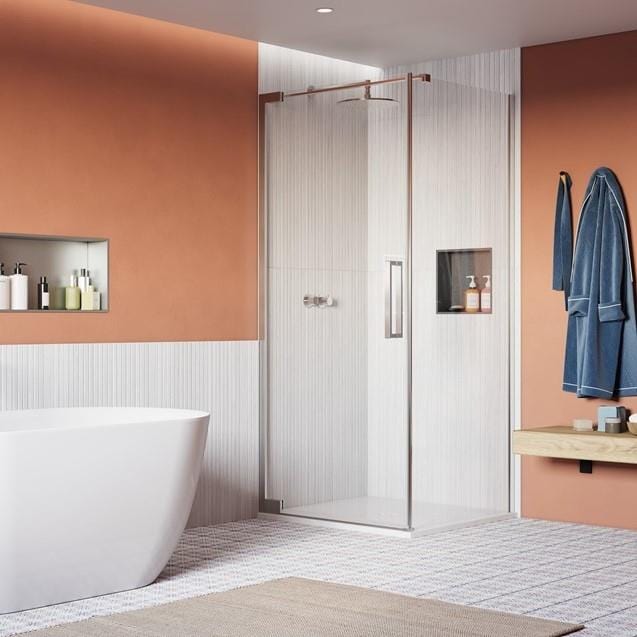 Crosswater Hinged Shower Door Polished Stainless Steel / 2000 x 800 Crosswater Asura 8mm Hinged Shower Door Side Panel