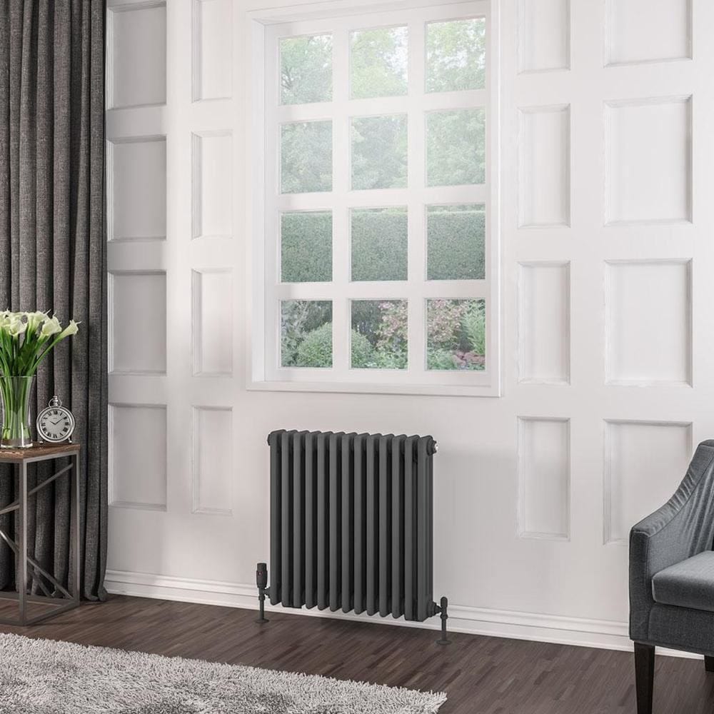 Eastbrook 600 x 608 / Central Heating Eastbrook Rivassa Traditional 3 Column Radiator in Matt Anthracite