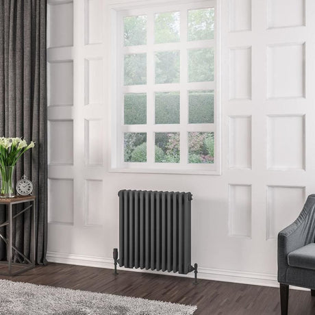 Eastbrook 600 x 608 / Central Heating Eastbrook Rivassa Traditional 3 Column Radiator in Matt Anthracite