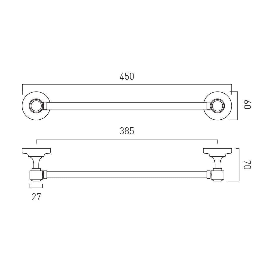 Vado Towel Rails and Rings Booth & Co. Axbridge 450mm Towel Rail