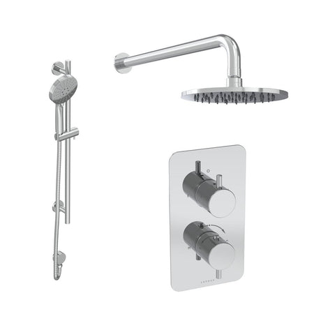Saneux COS 2 Outlet, 2 Handle Concealed Shower Valve Kit with 3 Function Handset, Shower Head and Slider Rail