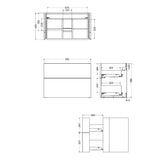 Crosswater Wall Mounted Vanity Unit Crosswater Avenue 800mm Two Drawer Wall Mounted Vanity Unit with Basin